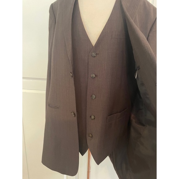 Perry Ellis Men's‎ Classic Fit Pinstripe 2 piece Suit Vest and Jacket Set - Picture 2 of 10